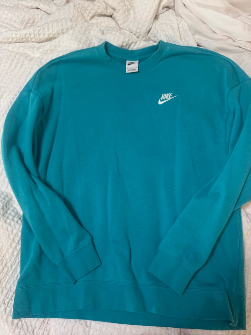 Women’s Nike Teal Crewneck Sweatshirt with White Swoosh